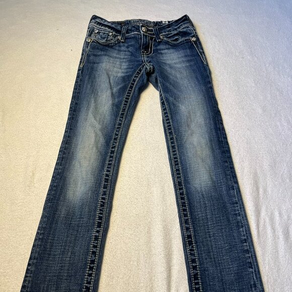 Miss Me Girls Jeans Size 8 Skinny Rhinestone Embellished Front & Back Pockets - Picture 1 of 10